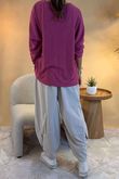 Made in Italy Fifi Lace Shoulder Fine Knit Top Cranberry /6 =
